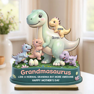 Personalized Dino Family Wooden Plaque-Mother's Day Gift For Mom, Wife