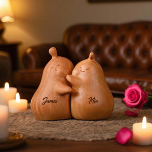 Personalised Golden Rosewood Never Part Couple Figurines