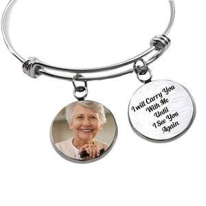 Custom Photo Charm Text Memorial Antique Silver Personalized Bracelet