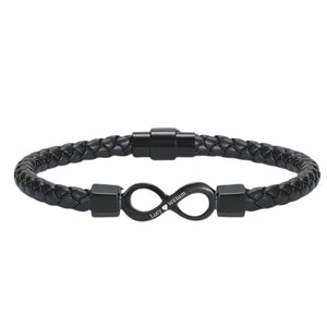 To My Man,Personalized Dual Name Infinity Leather Bracelet