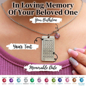 Personalized Birthstone Name Memorial Calendar Necklace