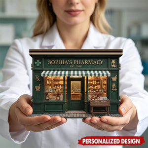 Personalized Pharmacy Apothecary Store Wooden Block, Gift For Pharmacist