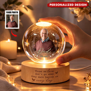 Custom Photo Memorial Crystal Ball Night Light, Loss of Dad, Mom, Family