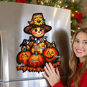 Grandma Fall - Personalized Grandma With Pumpkins Grandkids Decal