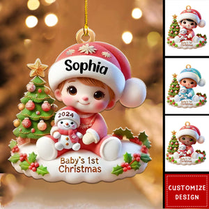 Precious Moments Baby’s First Christmas Dated 2024 Girl Acrylic Ornament - Gift for Newborn