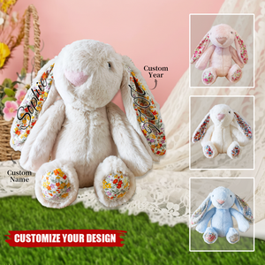Personalized Plush Bunny With Name And Year, Easter Gift For Kids