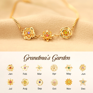 Personalized 1-10 Three-Dimensional Birth Flowers Bracelet-Christmas/Mother's Day Gift