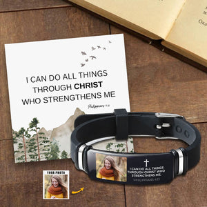 I Can Do All Things Christian Bible Faith Gift - Personalized Photo Bracelet