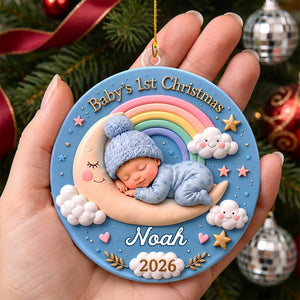 Baby's First Christmas Acrylic Ornament, Personalized Sleeping Baby Keepsake, Creative Gift for Mom and Dad