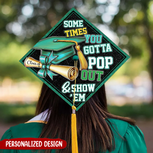 Custom Pop Out & Show Em Graduation Cap Topper, Personalized Graduation Gift