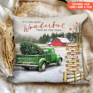 Personalized Custom Family Farm Christmas Truck Pillow Case