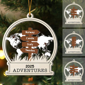 Personalized Traveling Christmas Wooden Ornament