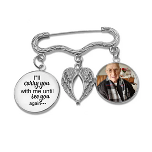 Personalized Memorial Boutonniere Charm Pin With Wings