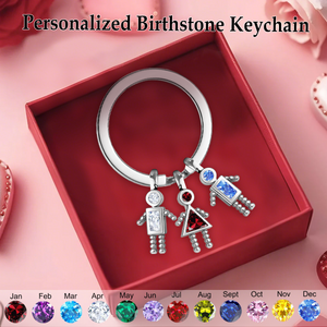 Personalized Birthstone Kids Charms Family Keychain