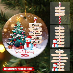 Personalized Snowman Family Christmas Ornament