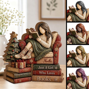 Just A Girl Who Loves Books Wooden Plaque, Personalized Book Lover Gift