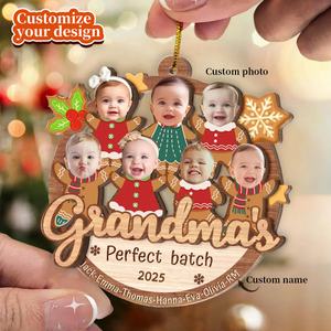 Grandma's Best Cookies - Personalized Child's Photo Wooden Double-Layer Ornament