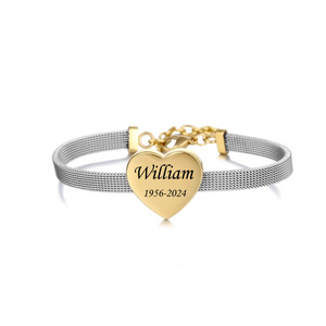 Personalized Custom Engraved Name&Date Heart Bracelet - Gift For Christmas
