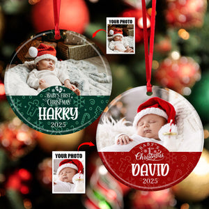 Baby's 1st Christmas - Custom Photo Ornament For Newborns