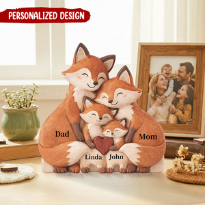Personalized Fox Family Puzzle, Custom Name Wooden Puzzle