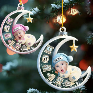 Personalized Baby Sleeping On The Moon Ornament-Baby First Christmas Gift