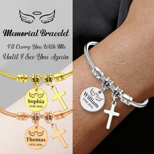Always In My Heart, Personalized Cross Charm Memorial Bracelet