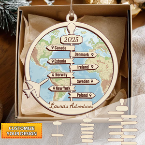 To My Adventure-Personalized Wood Ornament For Travel Lover