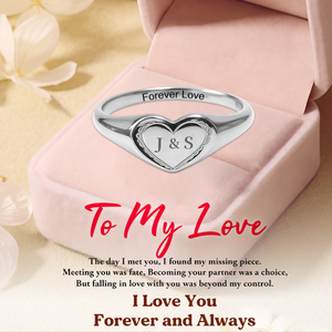 To My Love, Personalized Heart Couple Engraved Ring
