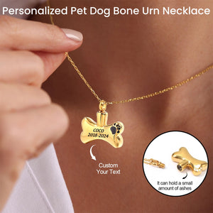 Personalized Memorial Pet Dog Bone Urn Necklace - Gift For Pet Lovers