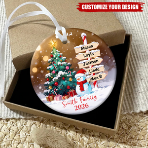 Personalized Snowman Family Christmas Ornament