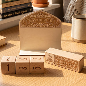 Books Read This Year β Wooden Reading Tracker & Desk Decor