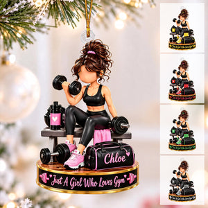 Personalized Gym Girl Christmas Ornament, Custom Fitness Gift