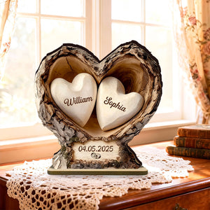 Personalized Couple Gift, Wooden Heart-Shaped Double-layer Plaque