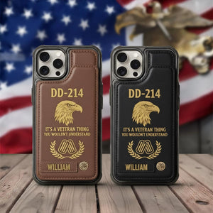 Custom DD-214 Veteran Leather Wallet Phone Case