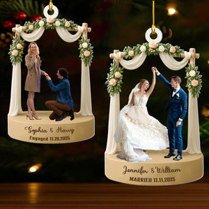 Personalized Engagement Ornament, Christmas Gift For Newlyweds