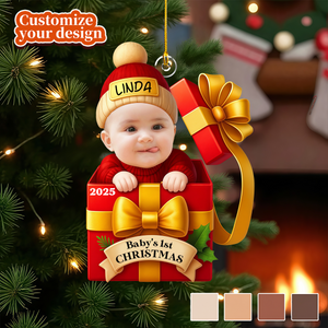 Personalized Baby's First Christmas Ornament, Custom Photo Keepsake