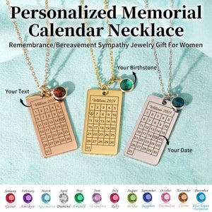 Personalized Birthstone Name Memorial Calendar Necklace