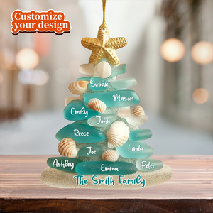 Personalized Beach Inspired Christmas Tree Ornament, Family Keepsake