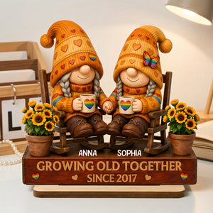 Happy Pride Month - Personalized LGBT Couple Growing Old Together Wooden Plaque