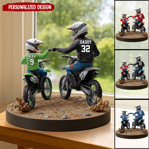Dirt Bike Dad And Kid - Personalized Dirt Bike Custom Shaped Acrylic Plaque