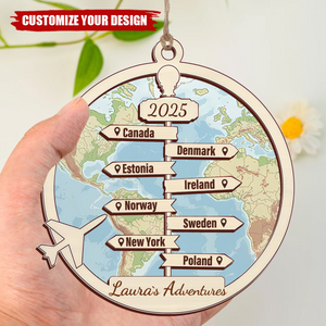 To My Adventure-Personalized Wood Ornament For Travel Lover