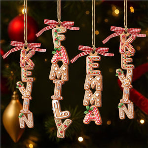 Custom Gingerbread Letter Wooden Ornament - Sweet Gingerbread Dreams