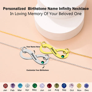Personalized Birthstone Name Infinity Memorial Necklace