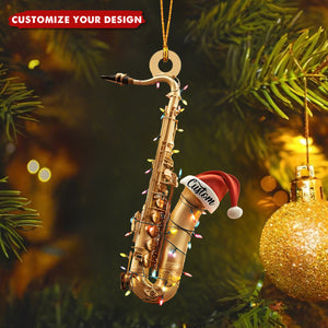 Personalized Musical Saxophone Acrylic Christmas Ornament