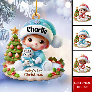Precious Moments Baby’s First Christmas Dated 2024 Girl Acrylic Ornament - Gift for Newborn