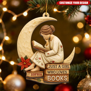 Personalized Just A Girl Who Loves Books Ornament, Gift for Book Lovers