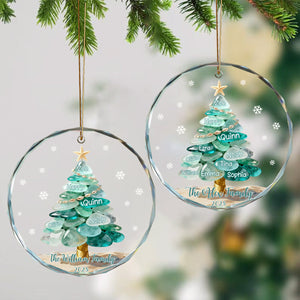 Personalized Sea Glass Family Tree Ornament, Xmas Gift for Beach Lovers