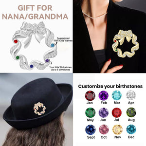 Personalized Grandma Mom 1-6 Birthstones Brooch For Christmas