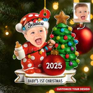 Red Dot Holiday - Personalized Baby Photo Christmas Ornament