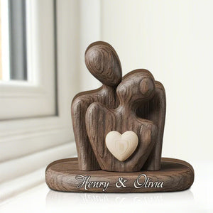 Elegant Couple Statue with Heart Inlay Plaque - Personalized Gift For Couple